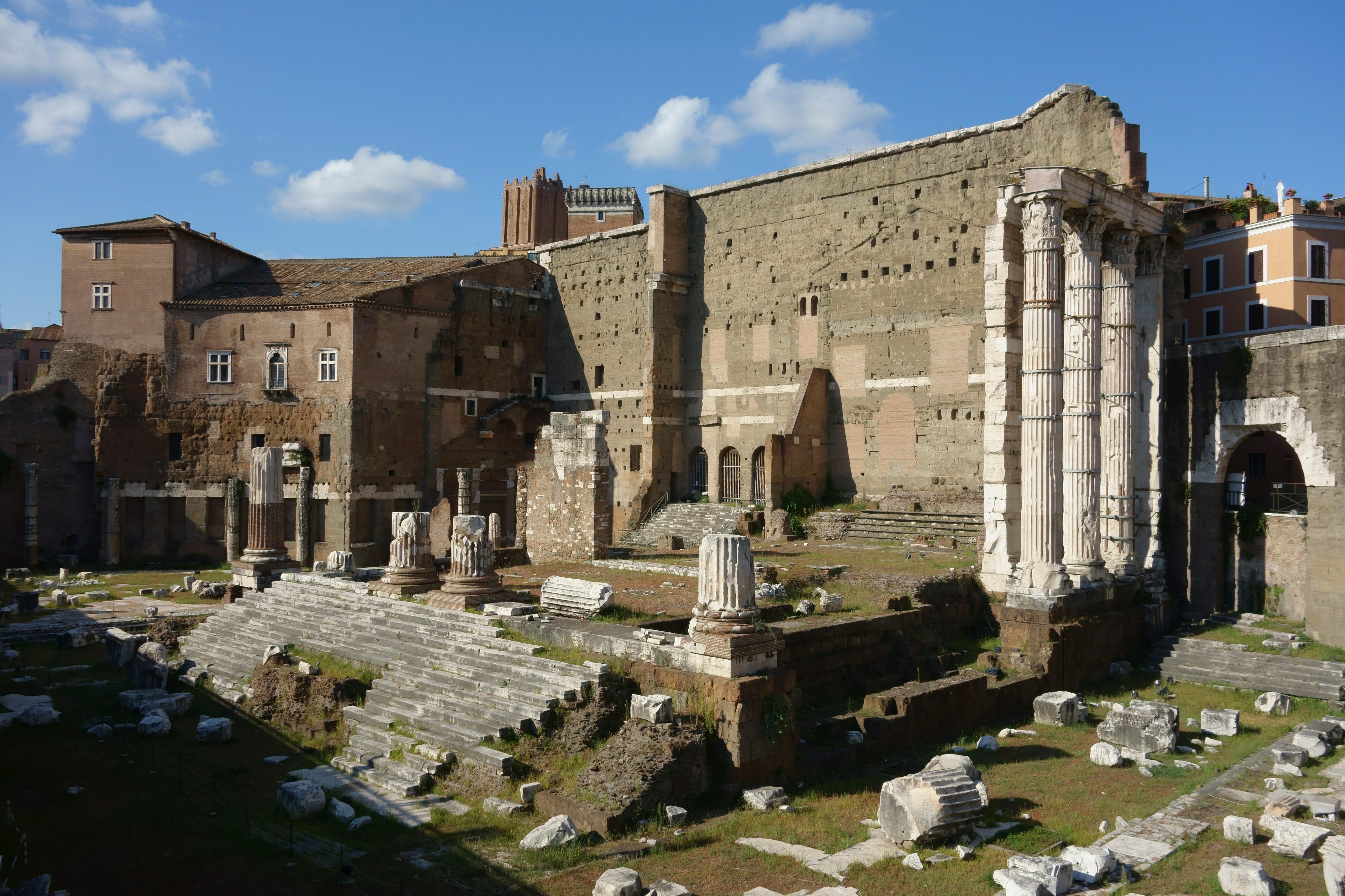 An image of the marble pillars which are all that remains of the temple of Mars